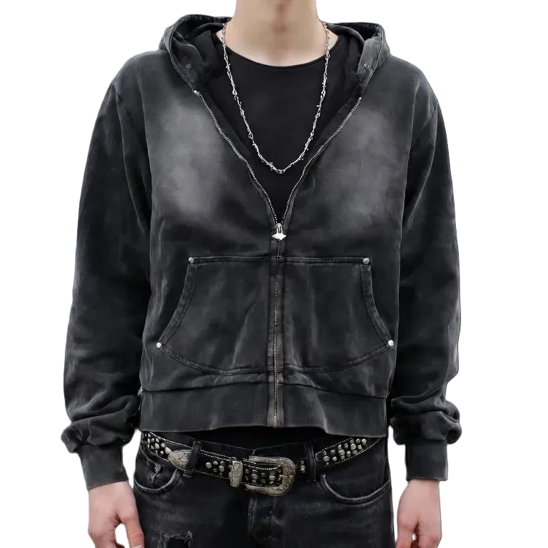 Fractured Zipper - washed Black